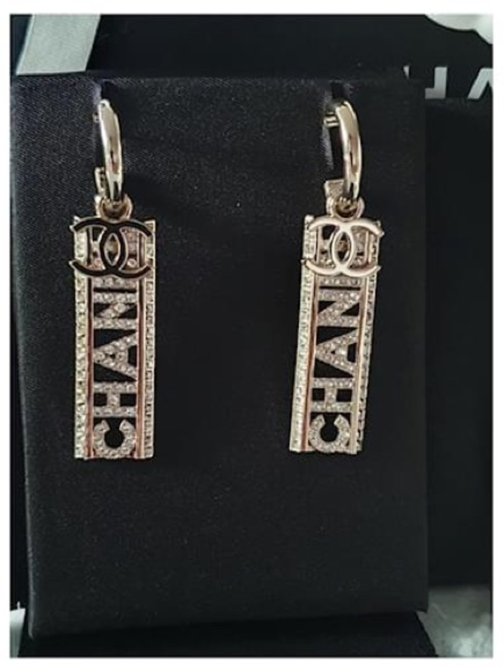 Chanel Gold-Tone CHANEL Logo Drop Earrings - Women's Fashion Jewelry